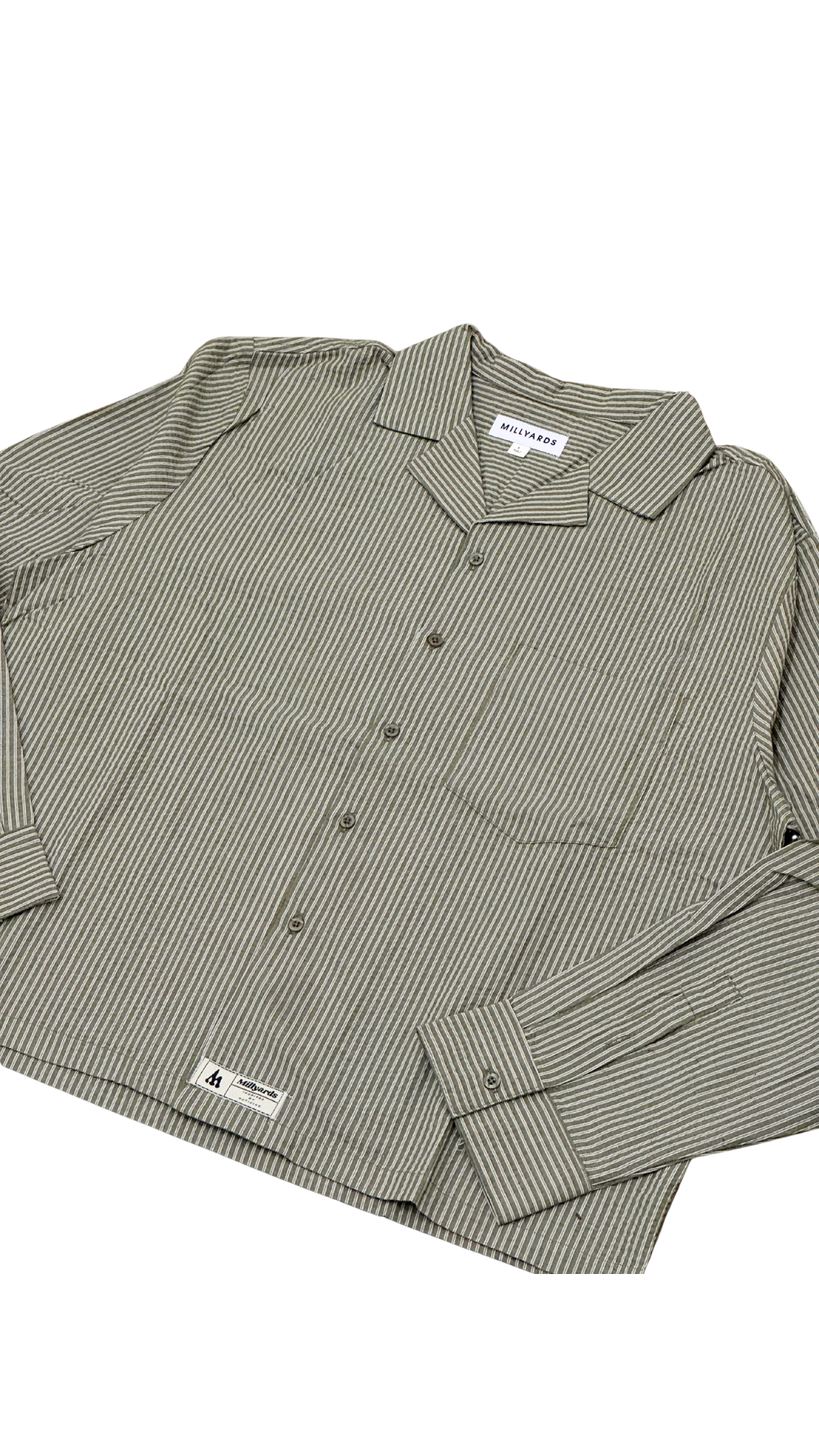 Hemd Millyards Heavy Cropped Seersucker sage green