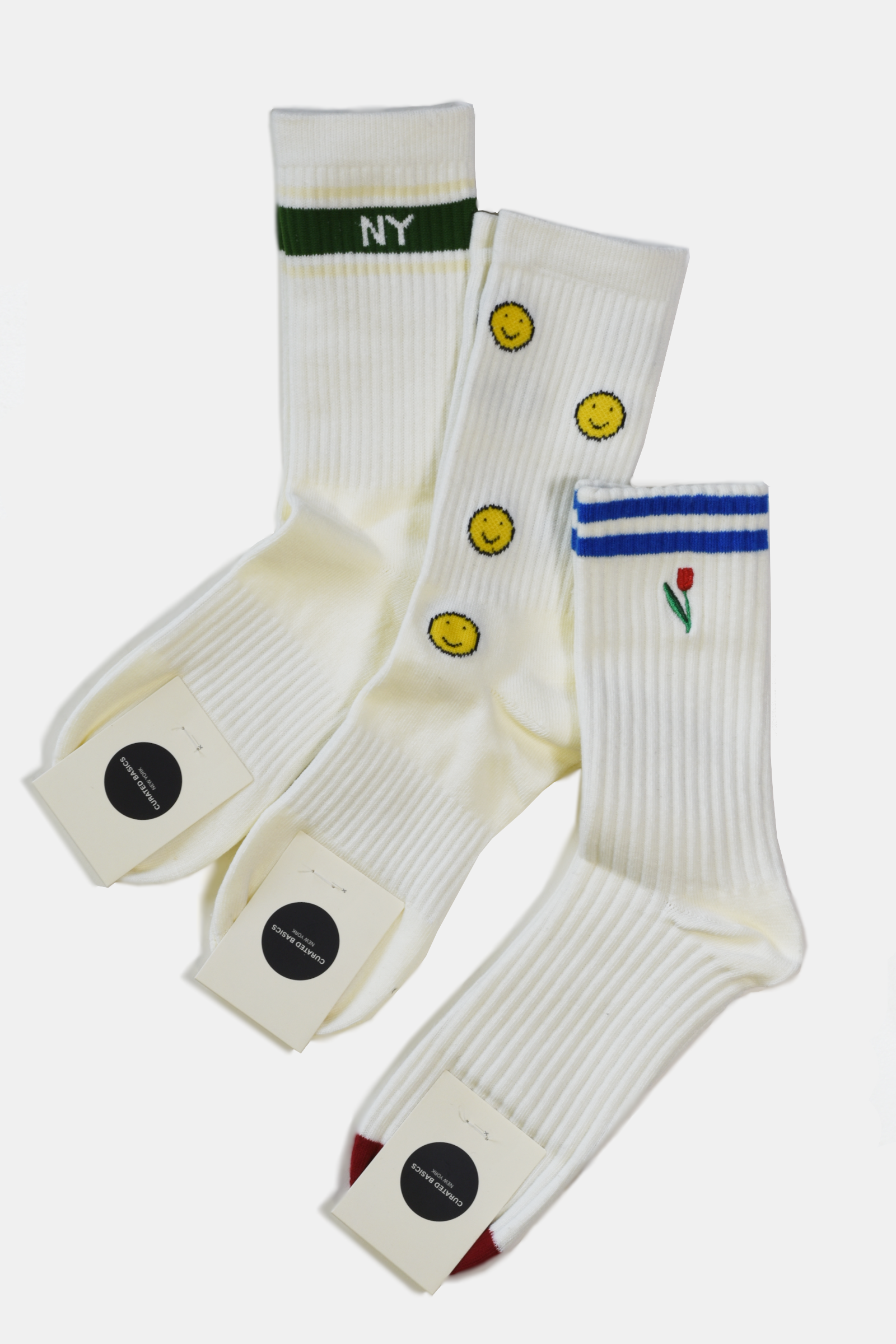 Socken Curated Basics NY Stripe white