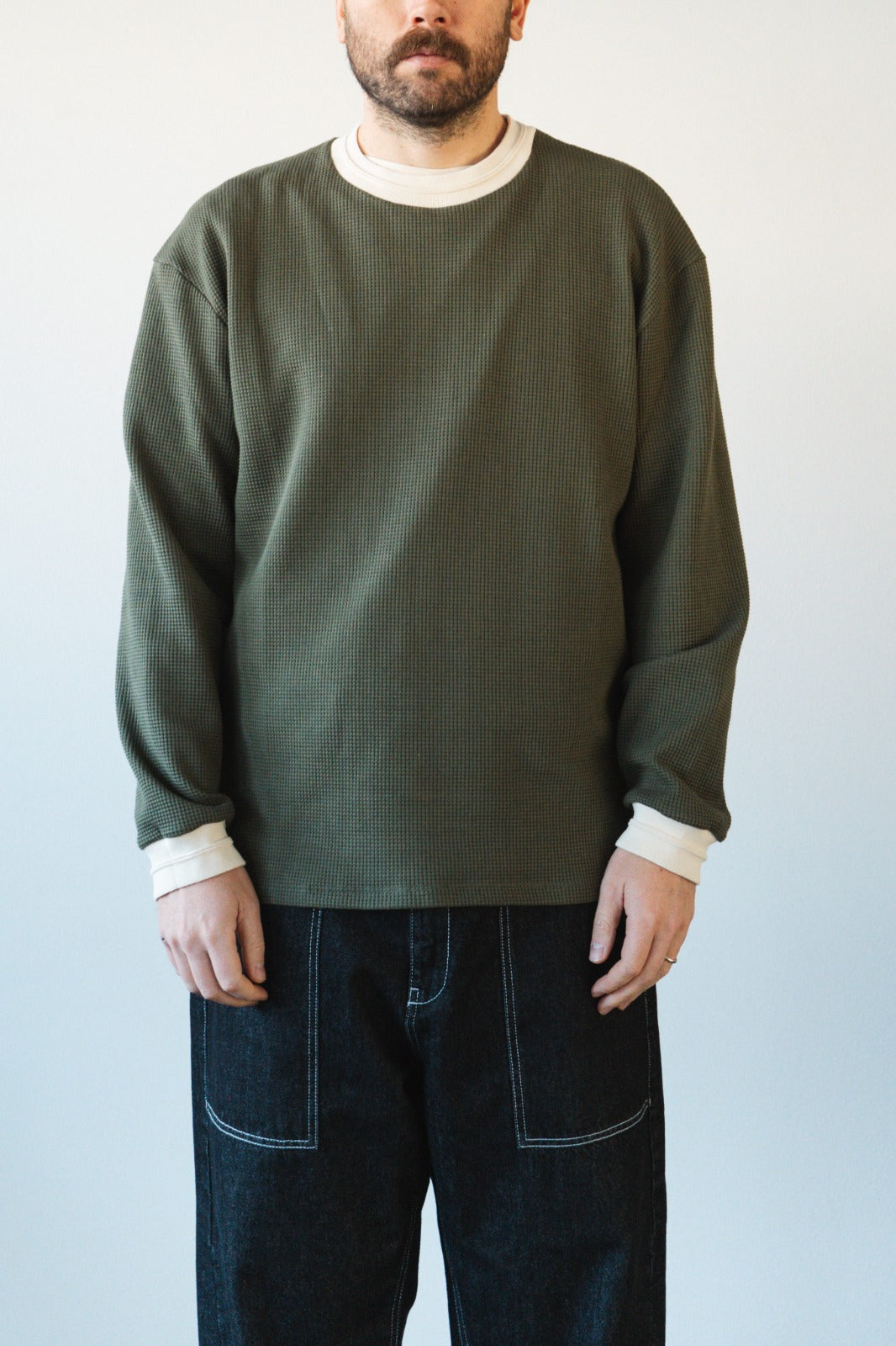 Longsleeve Wooden Stores Steven Waffle army green